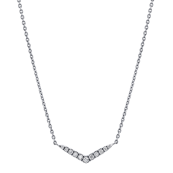 18K WG Diamond V-Shaped Pendant on Cable Chain